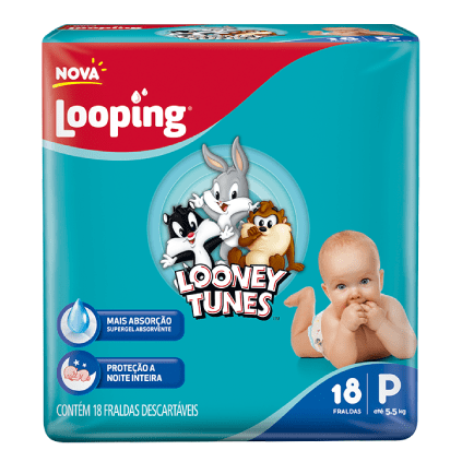 Fralda Looping Looney Tunes Jumbinho P (18 unidades)