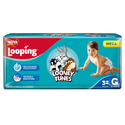 Fralda Looping Looney Tunes Mega G (32 unidades)