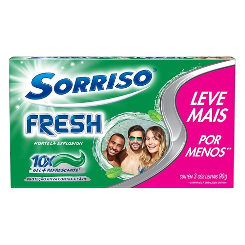 Gel Dental Sorriso Fresh Hortelã 3 Unidades 90g