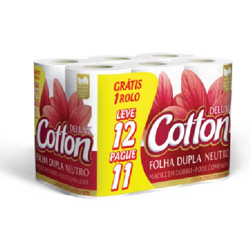 Papel Higiênico Cotton Folha Dupla Neutro 30m (Leve 12, Pague 11)