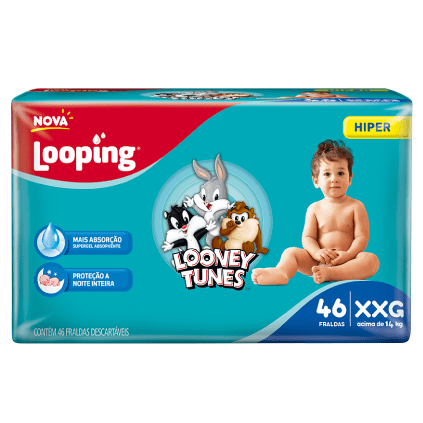 Fralda Looping Looney Tunes Hiper XXG (46 unidades)