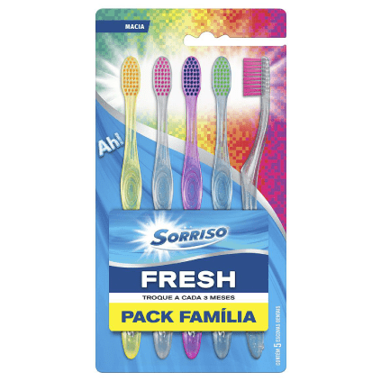 Escova Dental Sorriso Fresh Pack Família (5 Unidades)