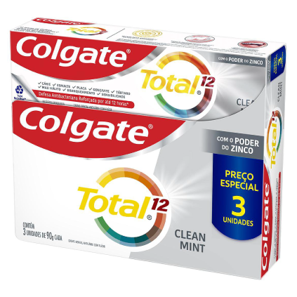 Creme Dental Colgate Total 12 Clean Mint 90g (3 unidades)