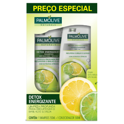 Shampoo + Condicionador Palmolive Naturals Detox Energizante Extratos Cítricos 350ml