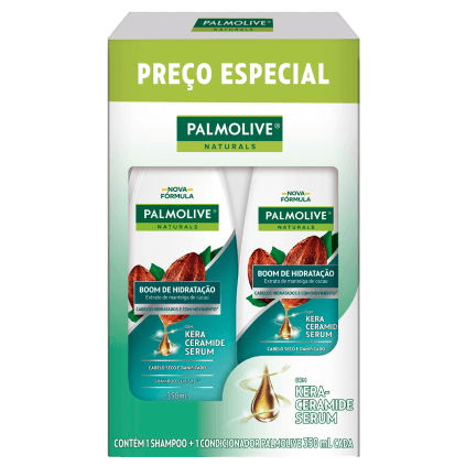 1 Shampoo + 1 Condicionador Palmolive Naturals Boom de Hidratação Manteiga de Cacau 350ml