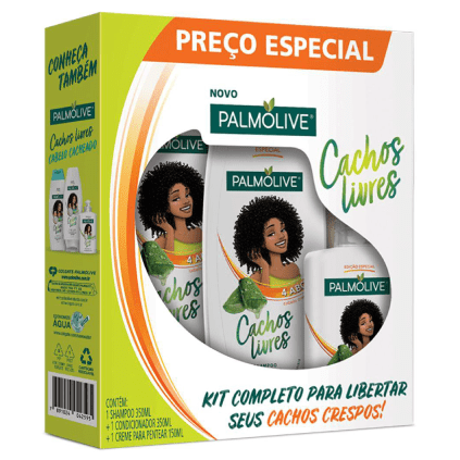 Shampoo 350ml + Condicionador 350ml + Creme p/ Pentear Palmolive Cachos Livres com Extrato de Babosa 150ml