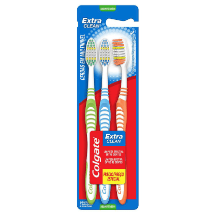 Escova Dental Colgate Extra Clean Média (3 unidades)