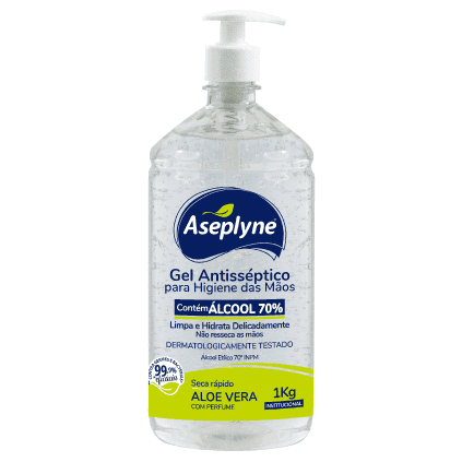Álcool Gel para Higiene das Mãos 70% Aseplyne Aloe Vera 1Kg