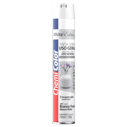 Tinta Spray Uso Geral Chemicolor Branco Fosco 250ml