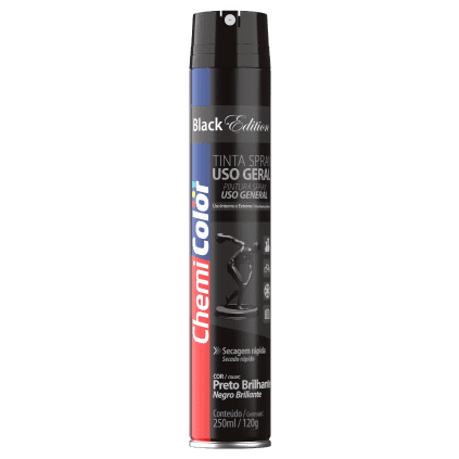 Tinta Spray Uso Geral Chemicolor Preto Brilhante 250ml