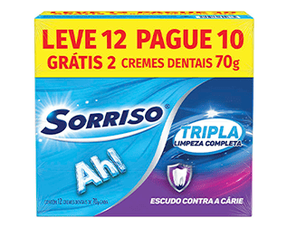 Creme Dental Sorriso Tripla Limpeza Completa 70g (Leve 12, Pague 10)