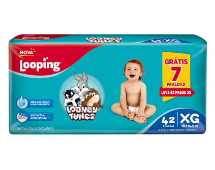 Fralda Looping Looney Tunes Hiper XG (42 unidades)