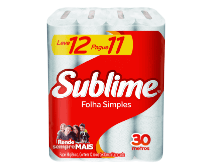 Papel Higiênico Sublime Folha Simples 30m (Leve 12, Pague 11)
