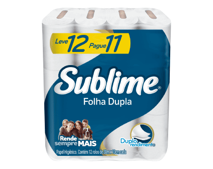 Papel Higiênico Sublime Folha Dupla Neutro 30m (Leve 12, Pague 11)