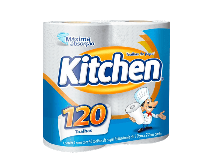 Toalha de Papel Kitchen Folha Dupla (120 Folhas)