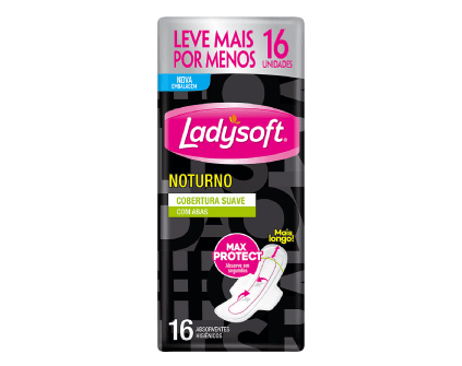 Absorvente Noturno Ladysoft Suave com Abas (16 Unidades)