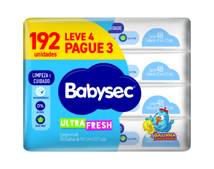 Toalha Umedecidas Babysec Galinha Pintadinha Ultrafresh (192 unidades)