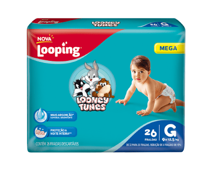 Fralda Looping Looney Tunes Mega G (26 unidades)
