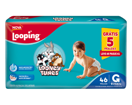 Fralda Looping Looney Tunes Hiper G (46 unidades)