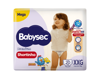 Fralda Babysec Premium Shortinho Mega XXG (20 unidades)