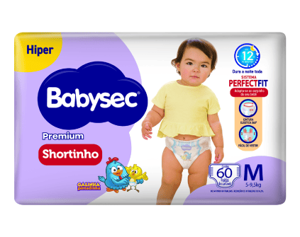 Fralda Babysec Premium Shortinho Hiper M (60 unidades)
