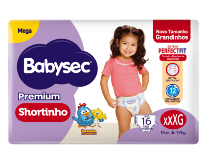 Fralda Babysec Premium Shortinho Mega XXXG (16 unidades)