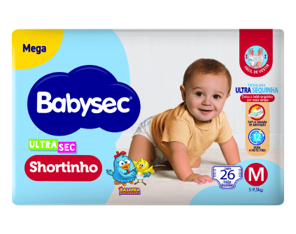 Fralda Babysec Ultrasec Shortinho Mega M (26 unidades)
