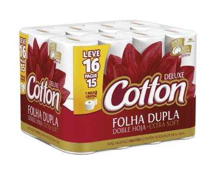 Papel Higiênico Cotton Compacto Folha Dupla Neutro 30m (Leve 16, Pague 15)