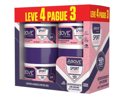 Desodorante Antitranspirante em Creme Above Sport Energy Women (F) 50g (Leve 4, Pague 3)